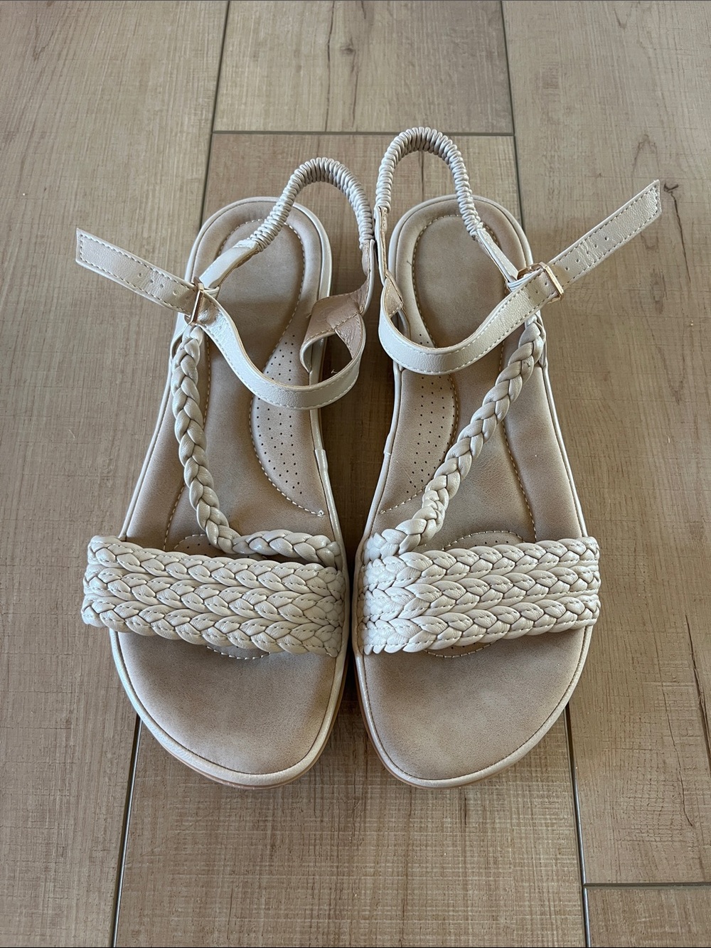 Braided Strap Sandals in Cream